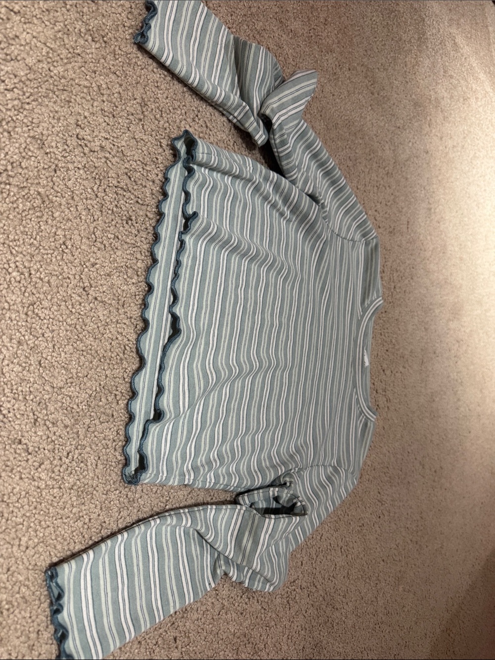 Zine Clothing Mint Green & White Striped Ruffle-Edge Top
